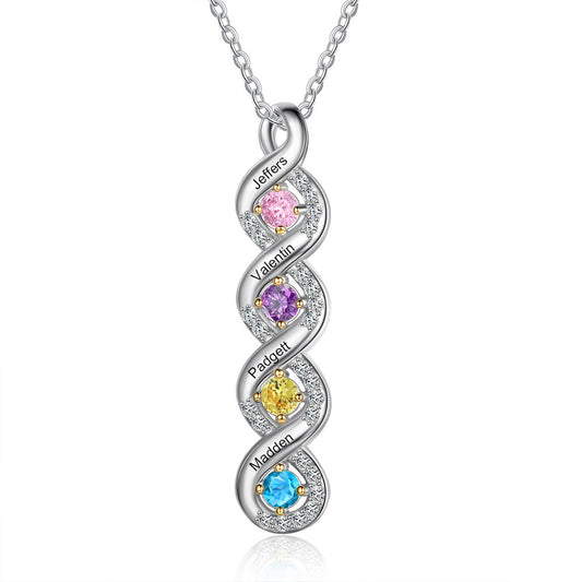 Collier Bagues Mères Personnalisé avec Pierres de Naissance