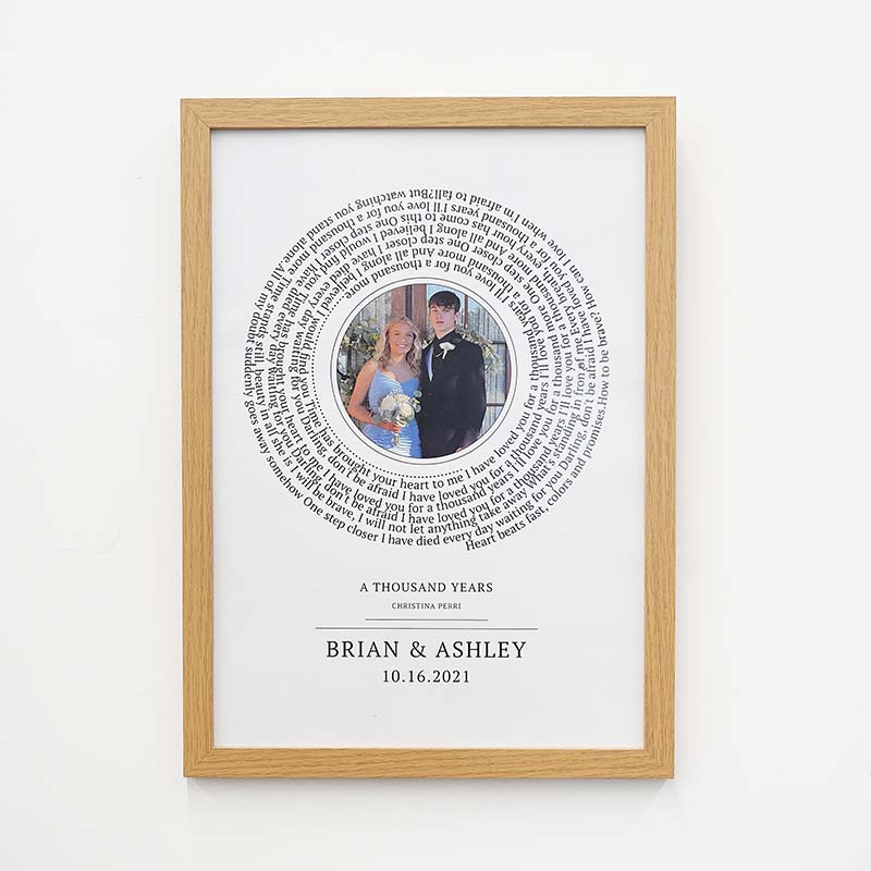 Personalised Photo with song lyric frame