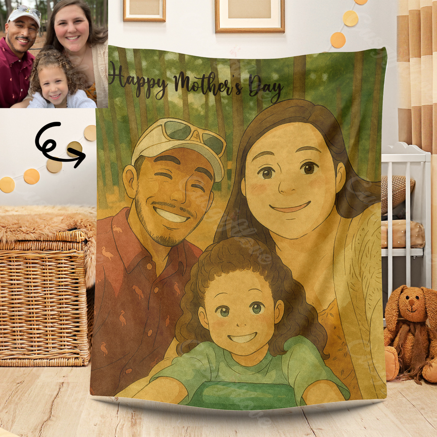 Custom Blanket Ghibli Style Mother's Day Gift