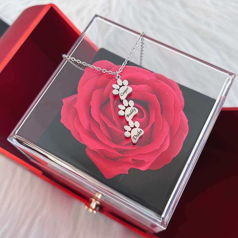 Personalized Paw Print Name Necklace