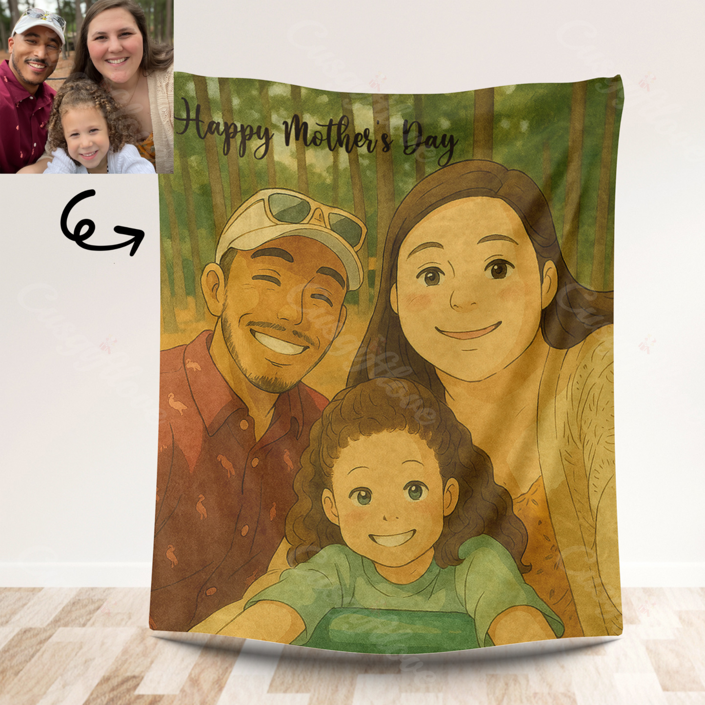 Custom Blanket Ghibli Style Mother's Day Gift