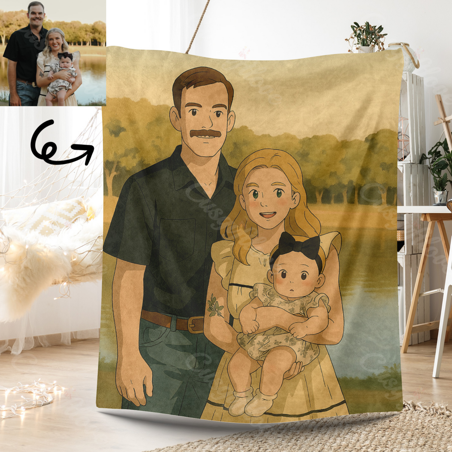Custom Blanket Ghibli Style Mother's Day Gift
