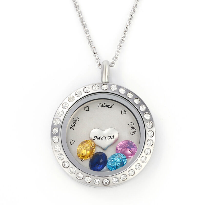 "Around You" Personalized Locket Necklace With Birthstone