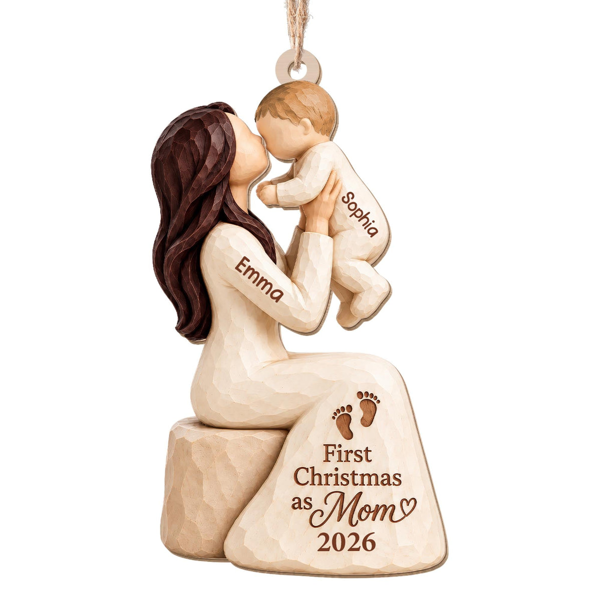 Personalized First Christmas As Mom Wood Ornament