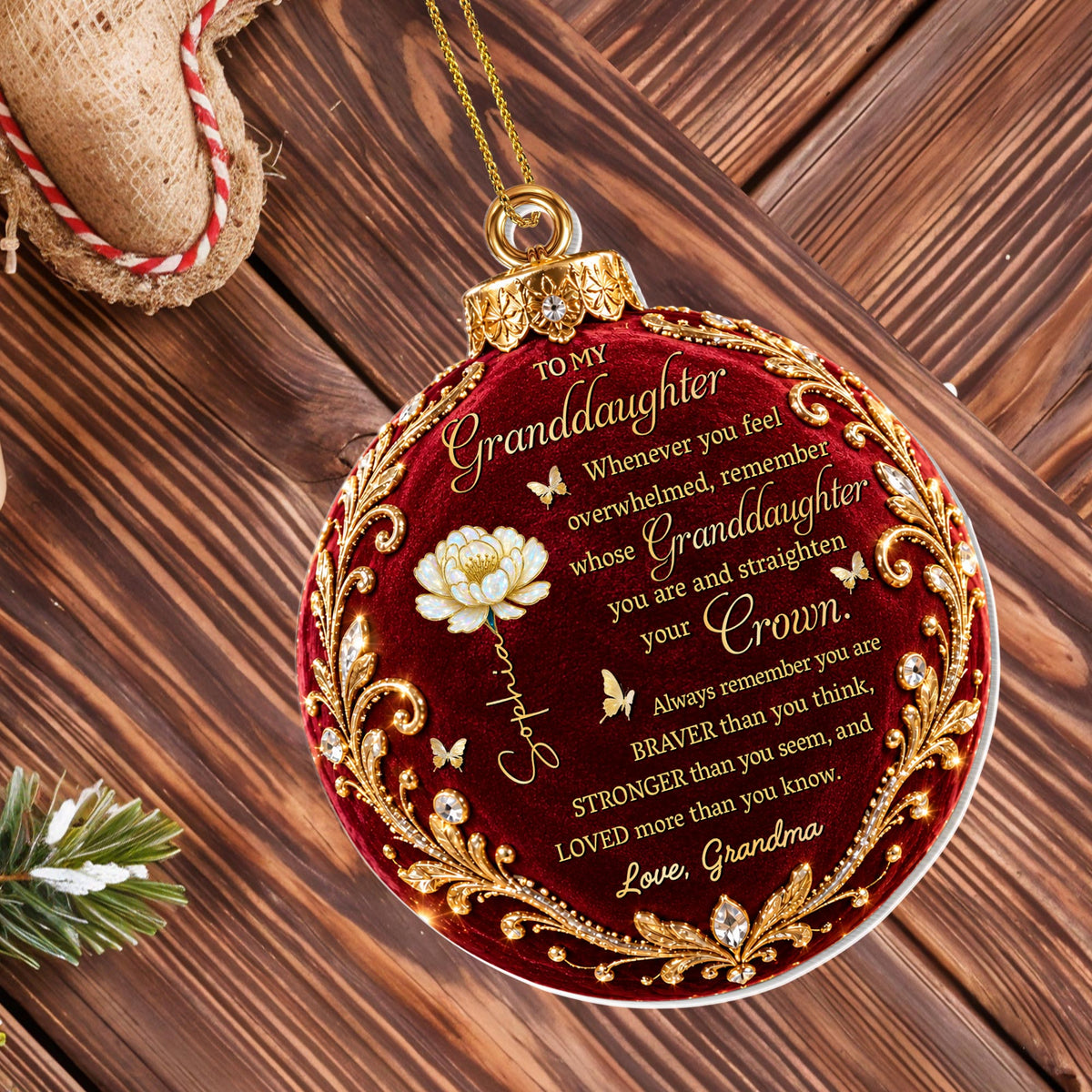 Personalized Granddaughter Crown Birth Flower Ornament
