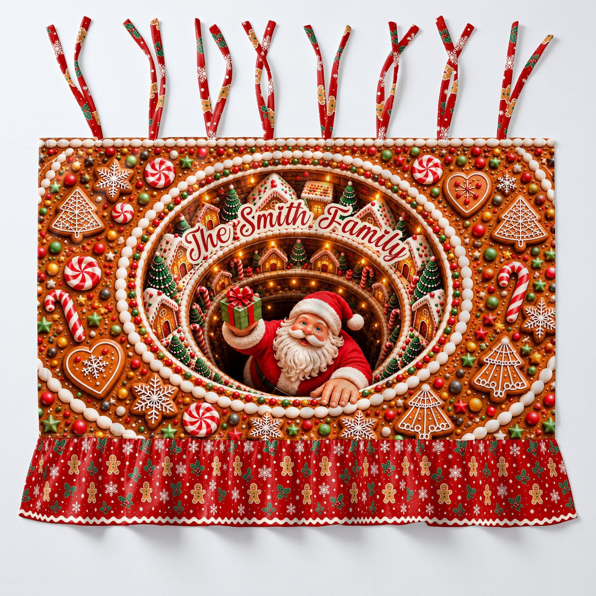 Personalized Family Santa Claus Oven Skirt Curtain