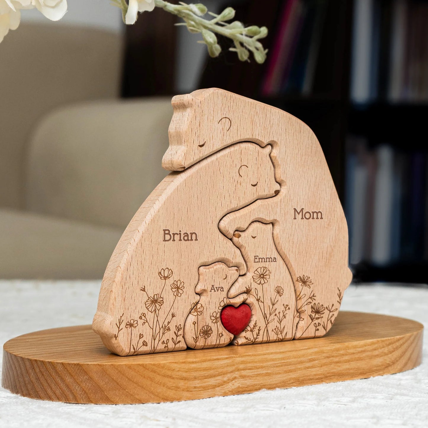 Hugging Bear Family Floral Puzzle