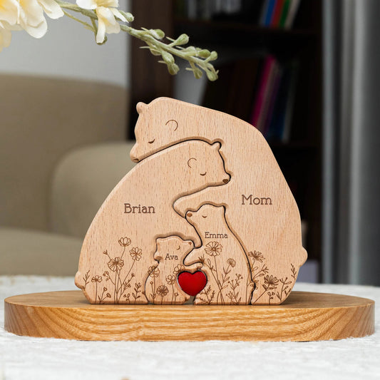 Hugging Bear Family Floral Puzzle