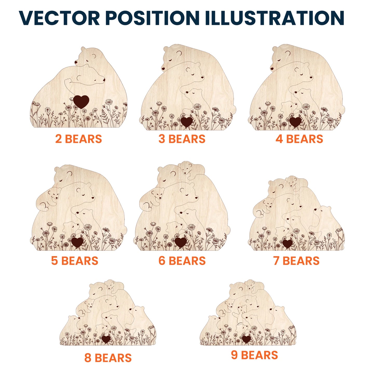 Hugging Bear Family Floral Puzzle