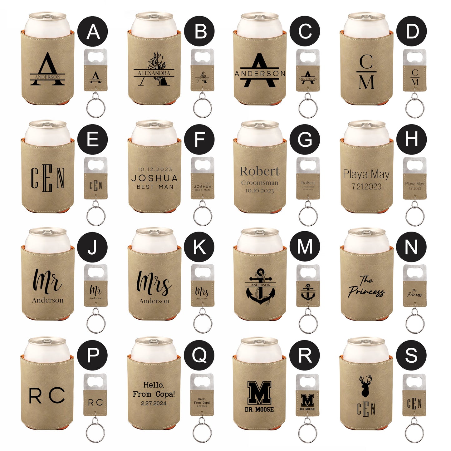 Personalized Beverage Holder and Bottle Opener Set