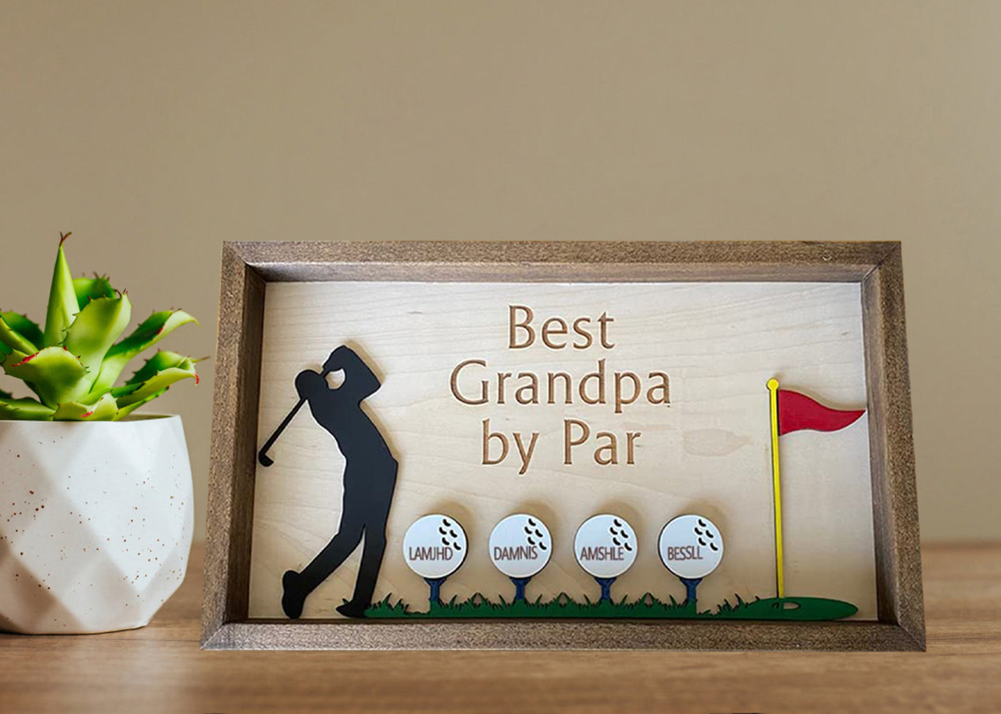 Best Dad by Par Sign - Personalized Wooden Golf Sign