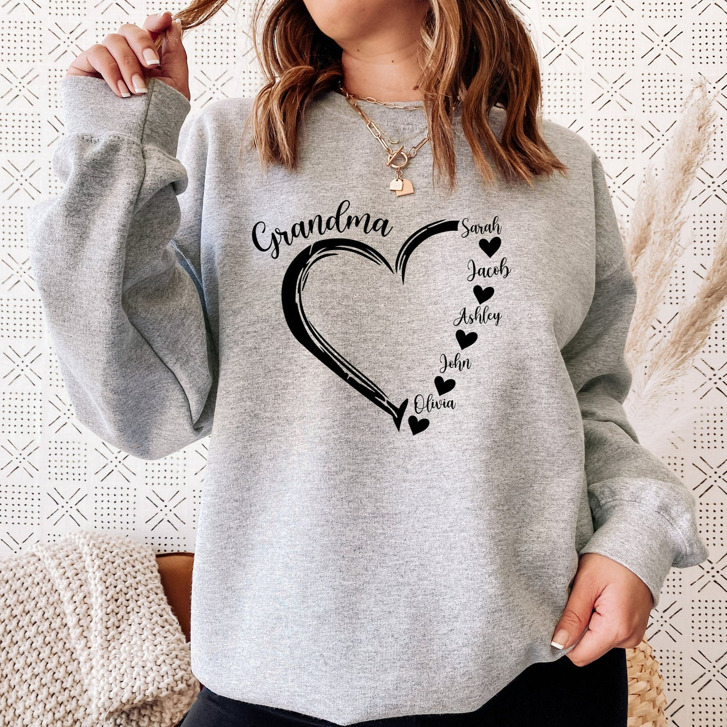Personalized Mama Grandma Heart Sweatshirt