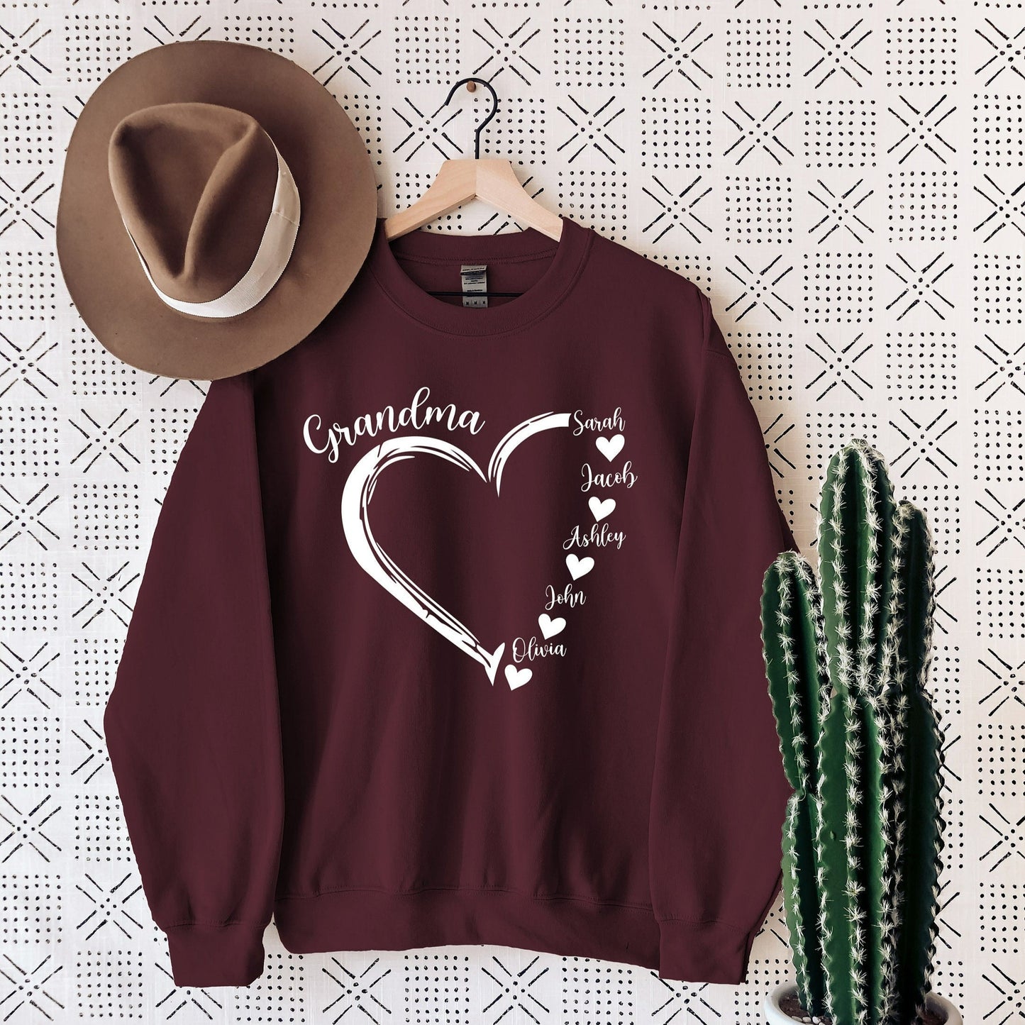 Personalized Mama Grandma Heart Sweatshirt