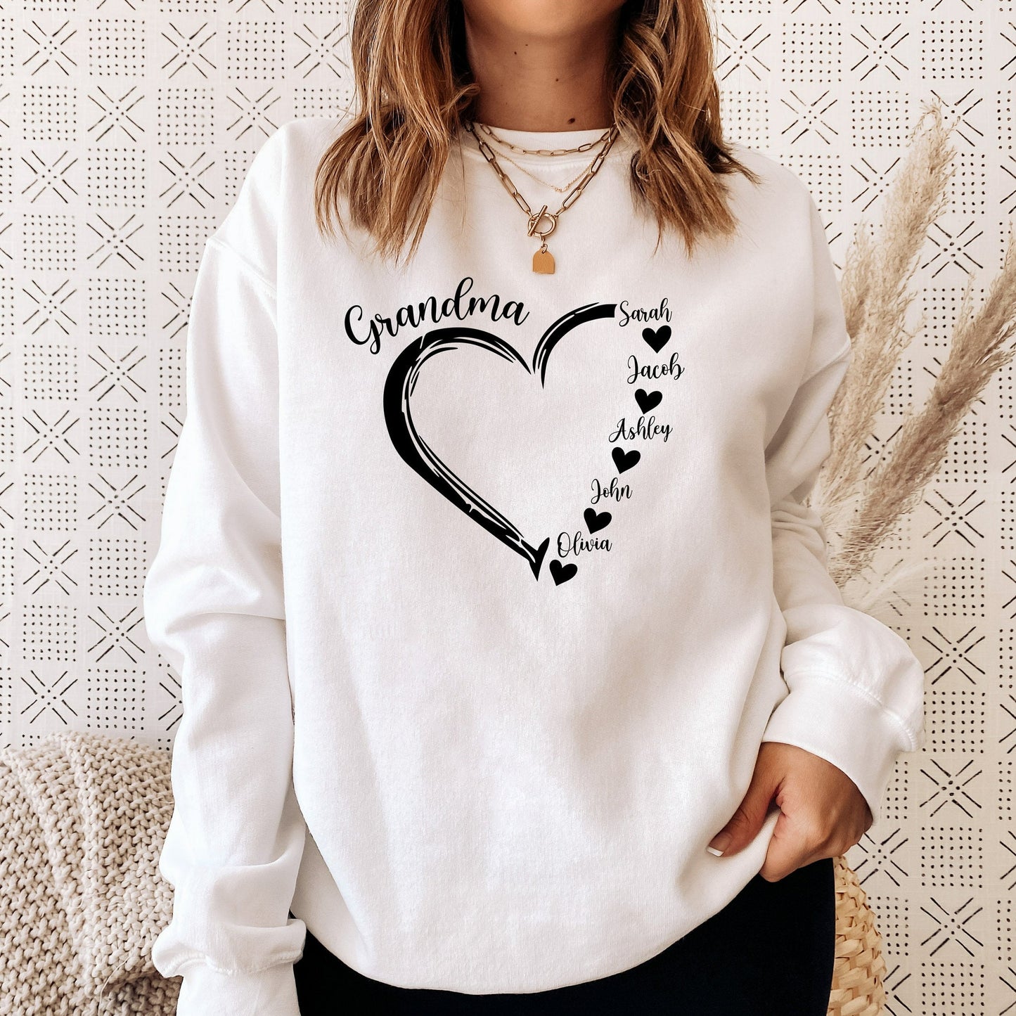 Personalized Mama Grandma Heart Sweatshirt