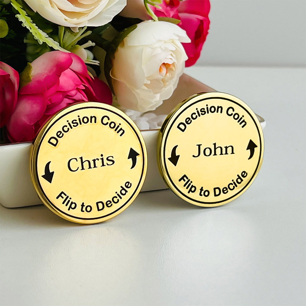 Custom Couple Decision Coin Couples Engraved Flip Coin 2 pcs