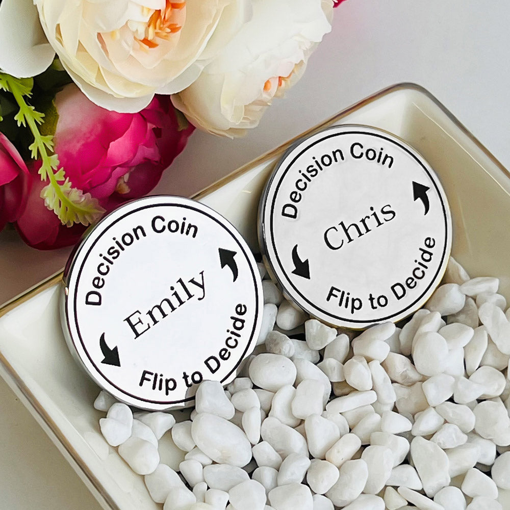 Custom Couple Decision Coin Couples Engraved Flip Coin 2 pcs