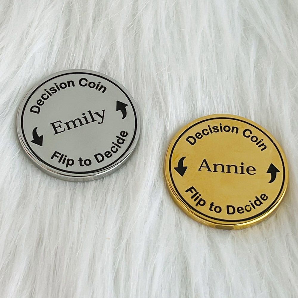 Custom Couple Decision Coin Couples Engraved Flip Coin 2 pcs