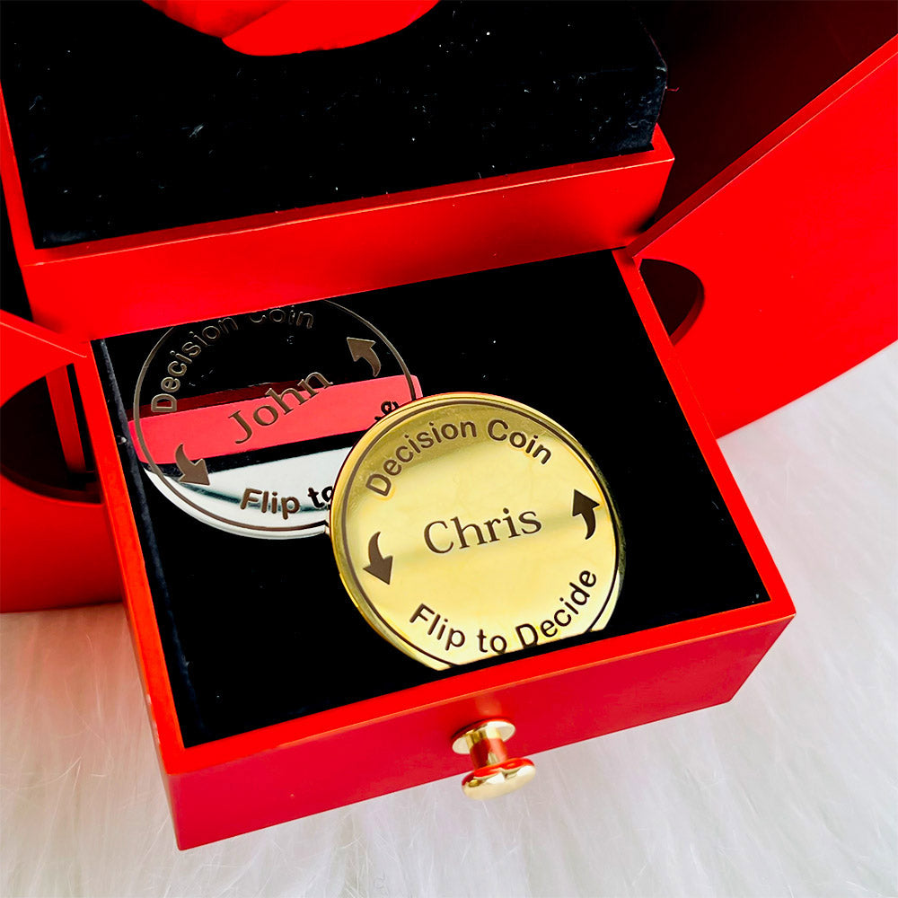 Custom Couple Decision Coin Couples Engraved Flip Coin 2 pcs