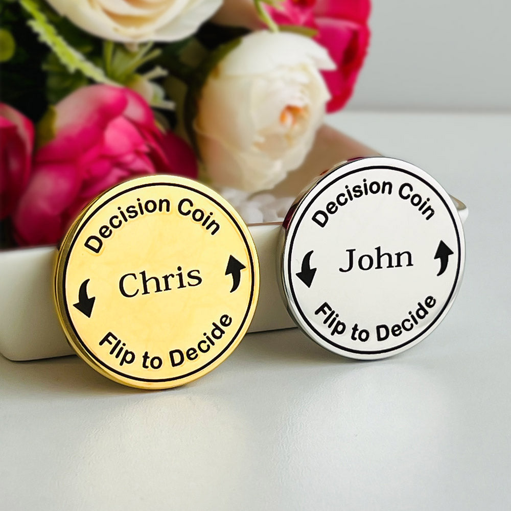Custom Couple Decision Coin Couples Engraved Flip Coin 2 pcs