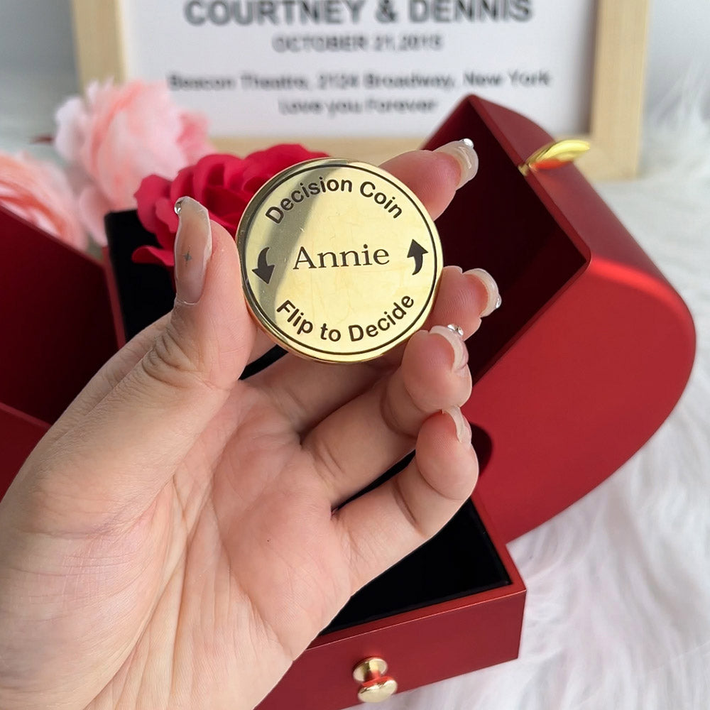 Custom Couple Decision Coin Couples Engraved Flip Coin 2 pcs