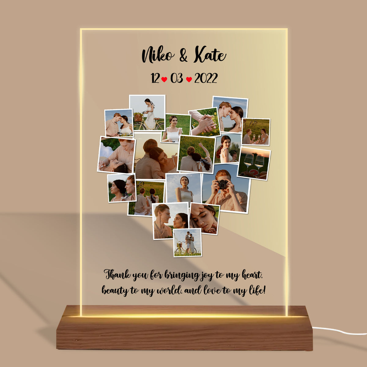 Personalized Photo Collage Heart Shape LED Lamp