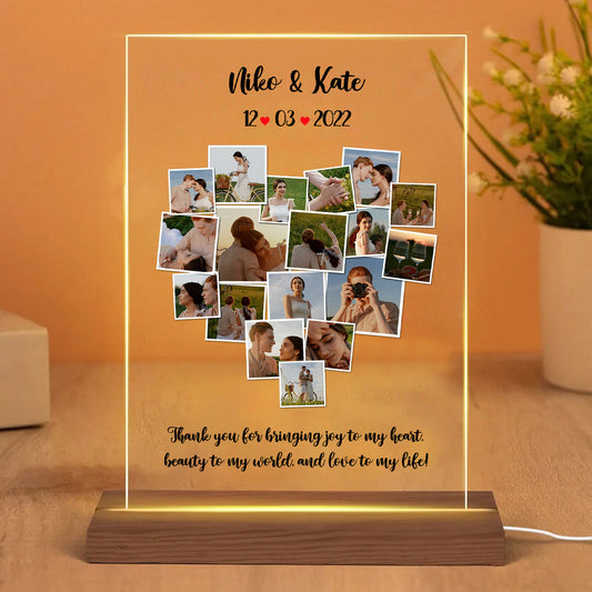 Personalized Photo Collage Heart Shape LED Lamp