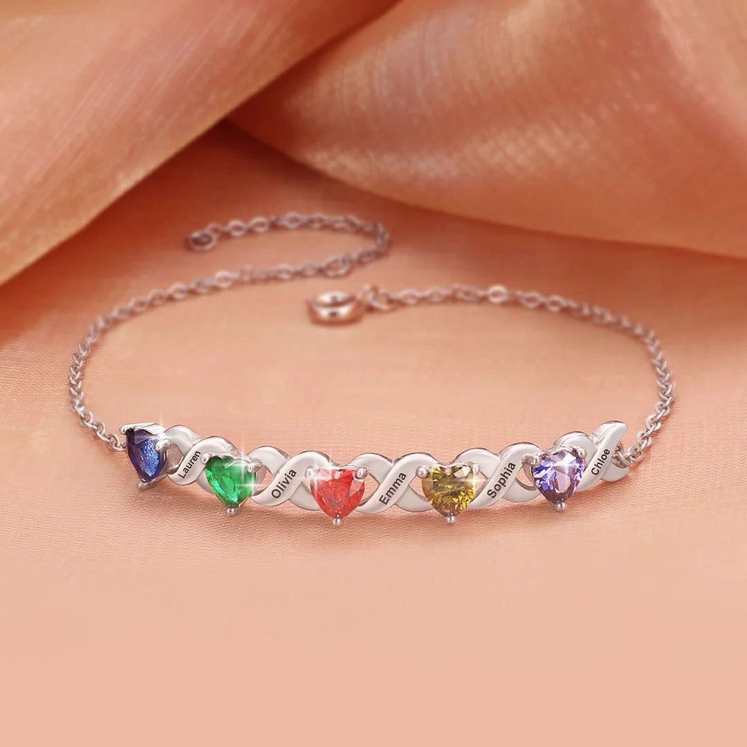 Personalisiertes Herz-Geburtsstein-Armband