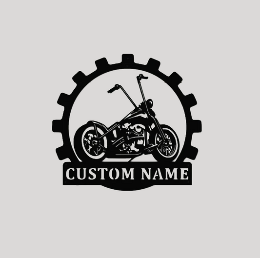Custom Motorcycle Gear Sign
