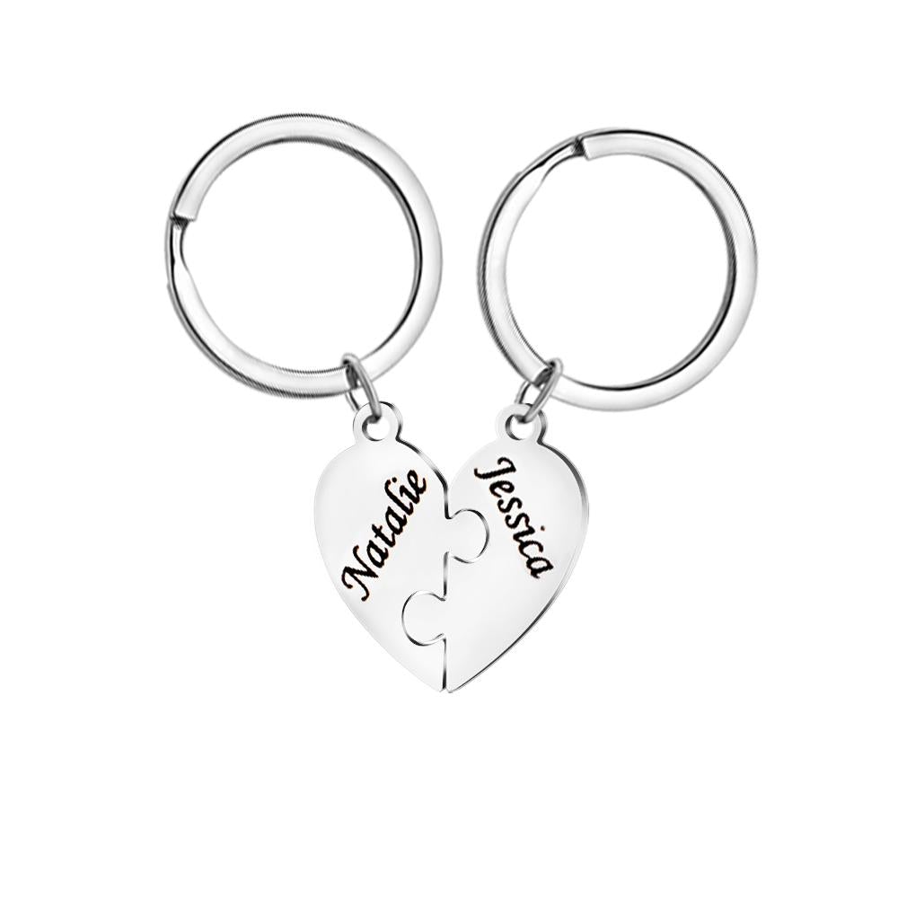 Family Heart Pendant Puzzle Necklace Bracelet Keychian