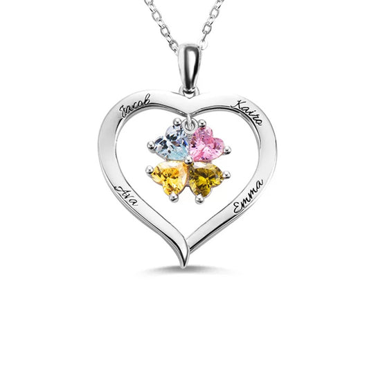Collier Coeur Prénoms Personnalisés Avec Pierres De Naissance