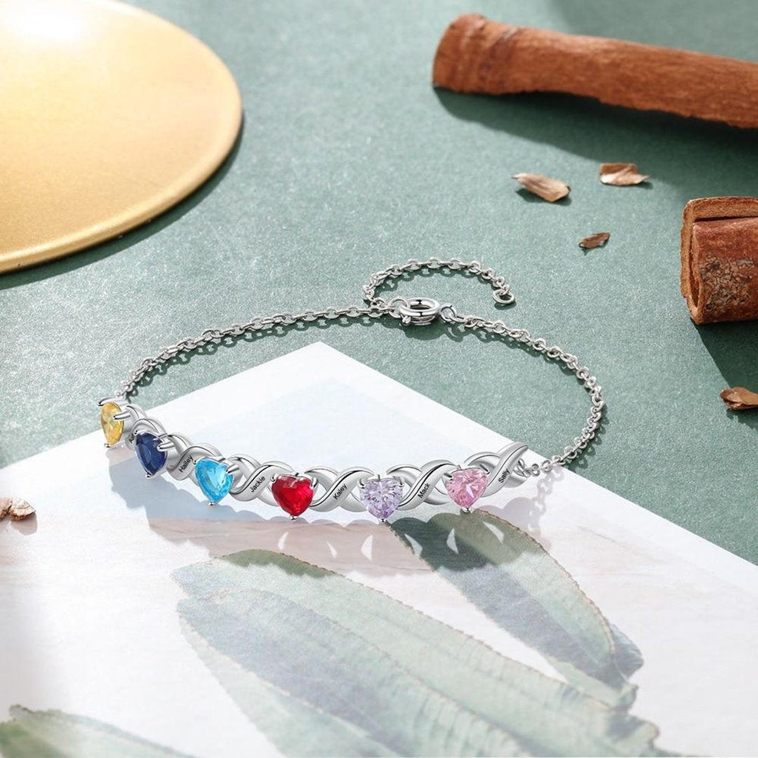 Personalisiertes Herz-Geburtsstein-Armband