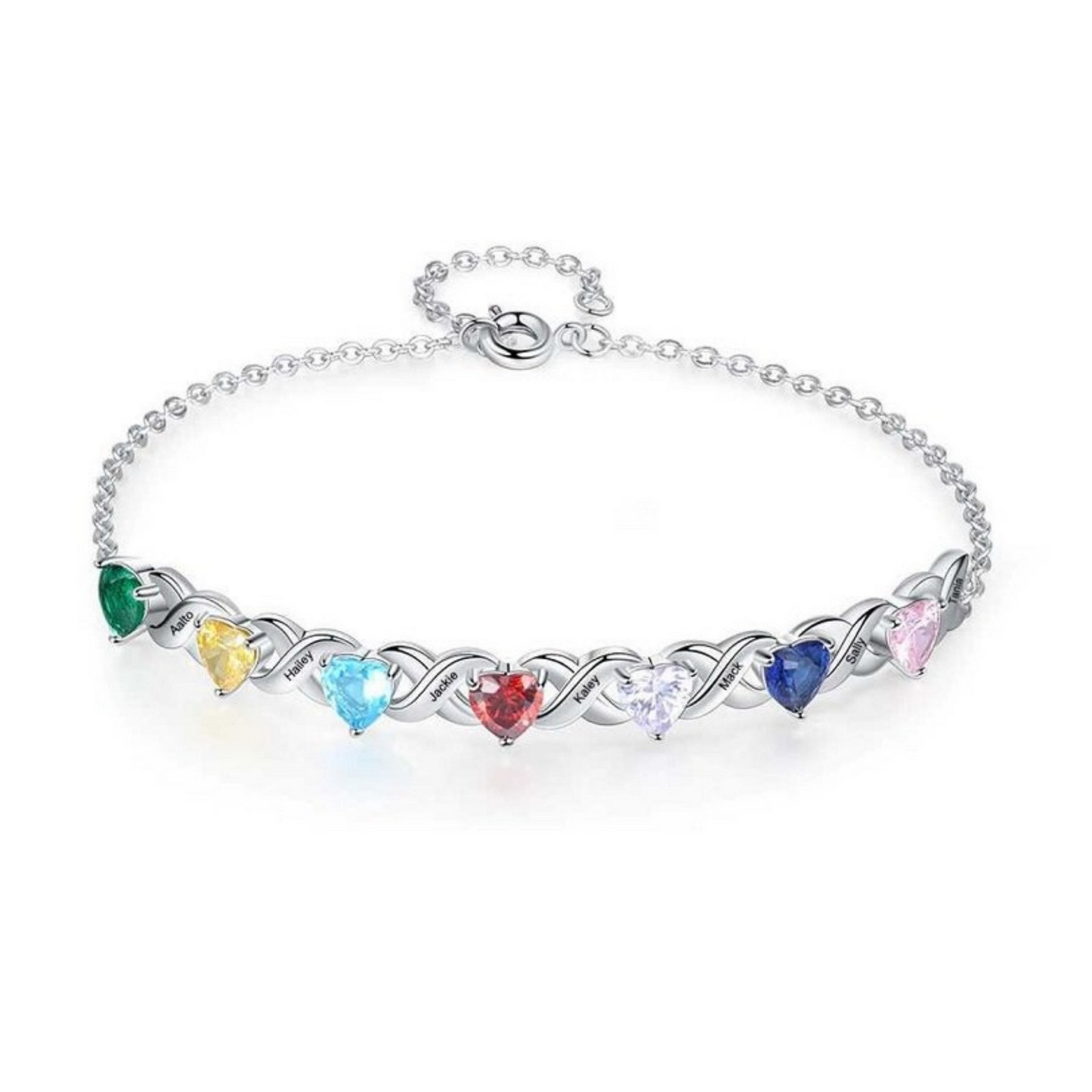 Personalisiertes Herz-Geburtsstein-Armband