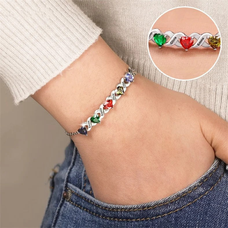 Personalisiertes Herz-Geburtsstein-Armband
