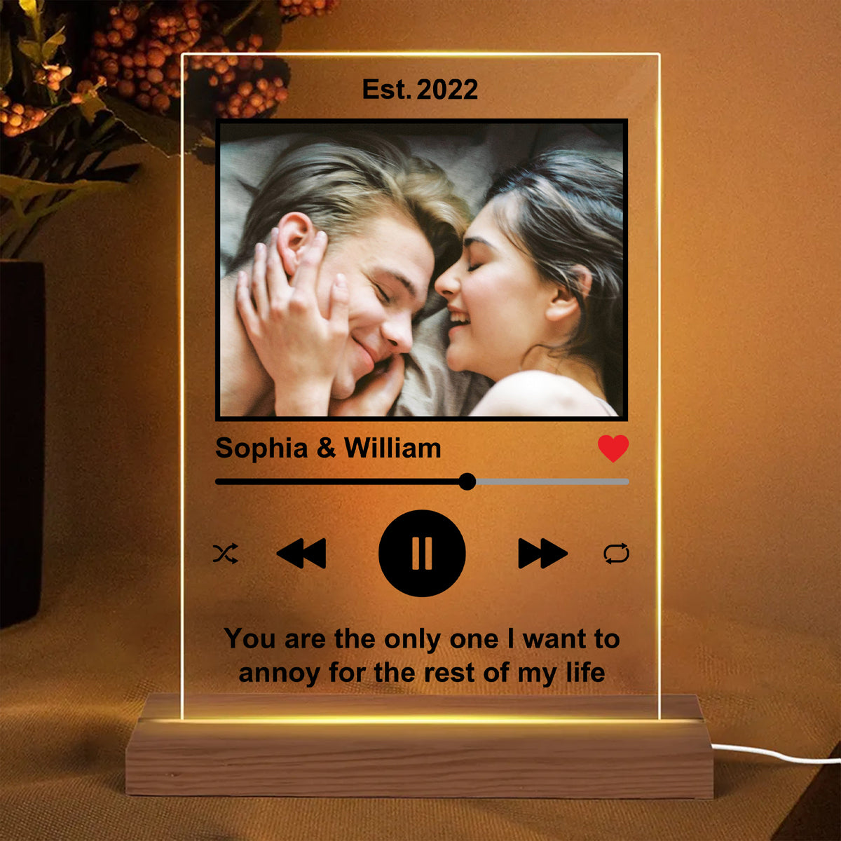 Personalized Love Song Acrylic Plaque LED Lamp