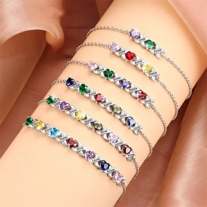 Personalisiertes Herz-Geburtsstein-Armband
