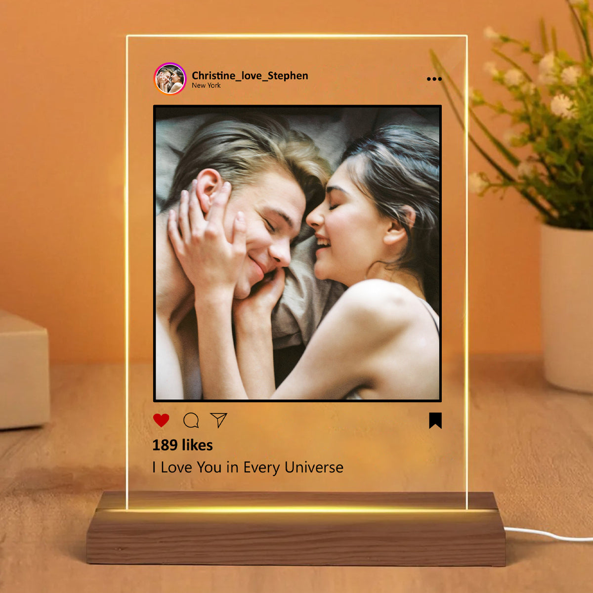 Personalized I Love You In Every Universe Acrylic LED Lamp