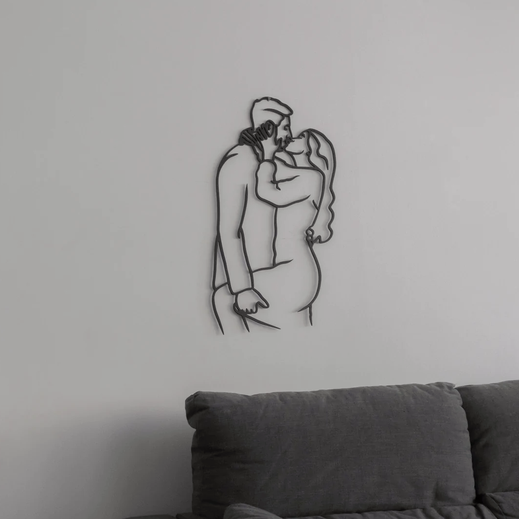 Enseigne en métal avec contour de portrait personnalisé