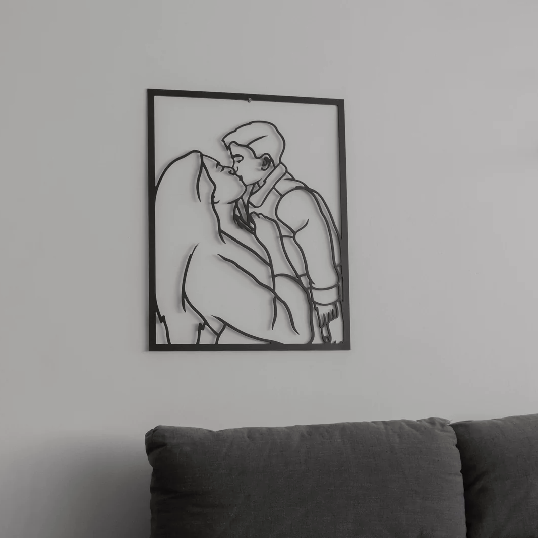 Enseigne en métal avec contour de portrait personnalisé