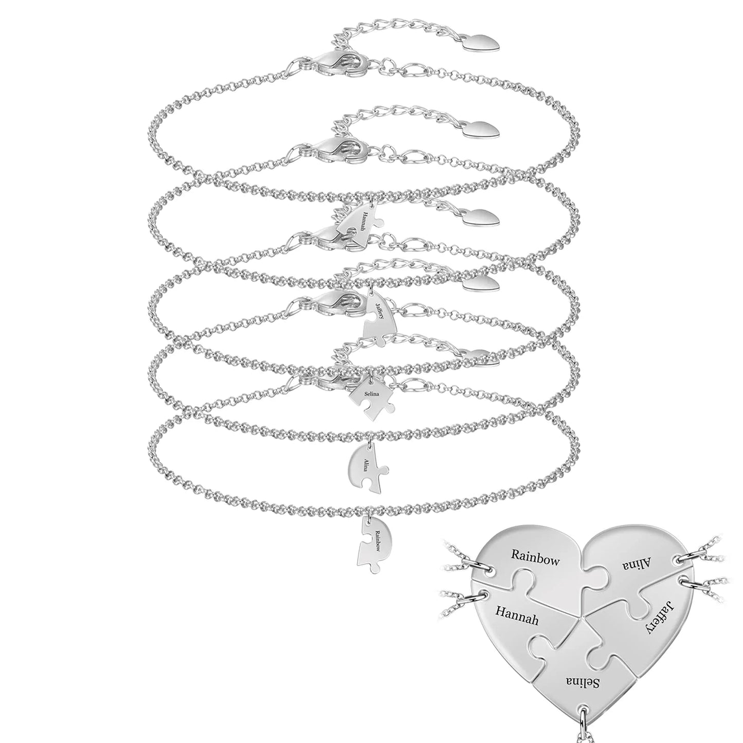 Famille Coeur Pendentif Puzzle Collier Bracelet Keychian TT