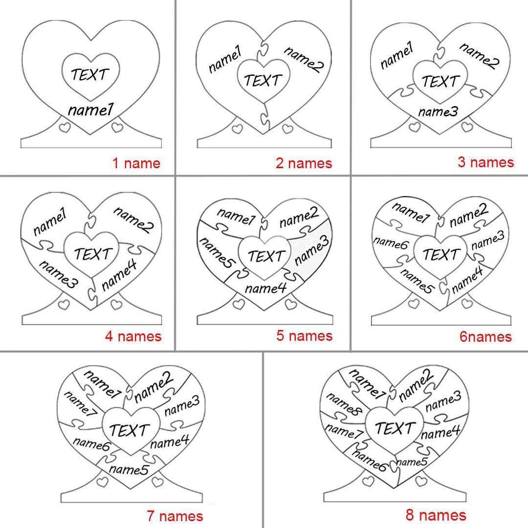 Benutzerdefinierte hölzerne Name Herz Puzzle