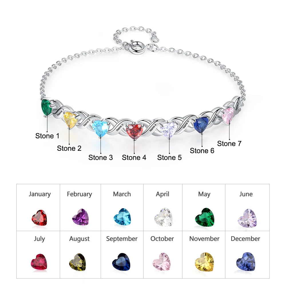 Personalisiertes Herz-Geburtsstein-Armband