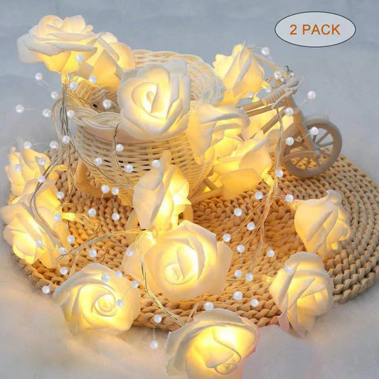 Romantische Schnur-Rosen-Blumen-feenhafte Lampen-Lichter