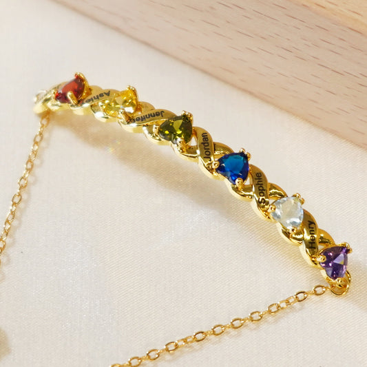 Personalisiertes Herz-Geburtsstein-Armband