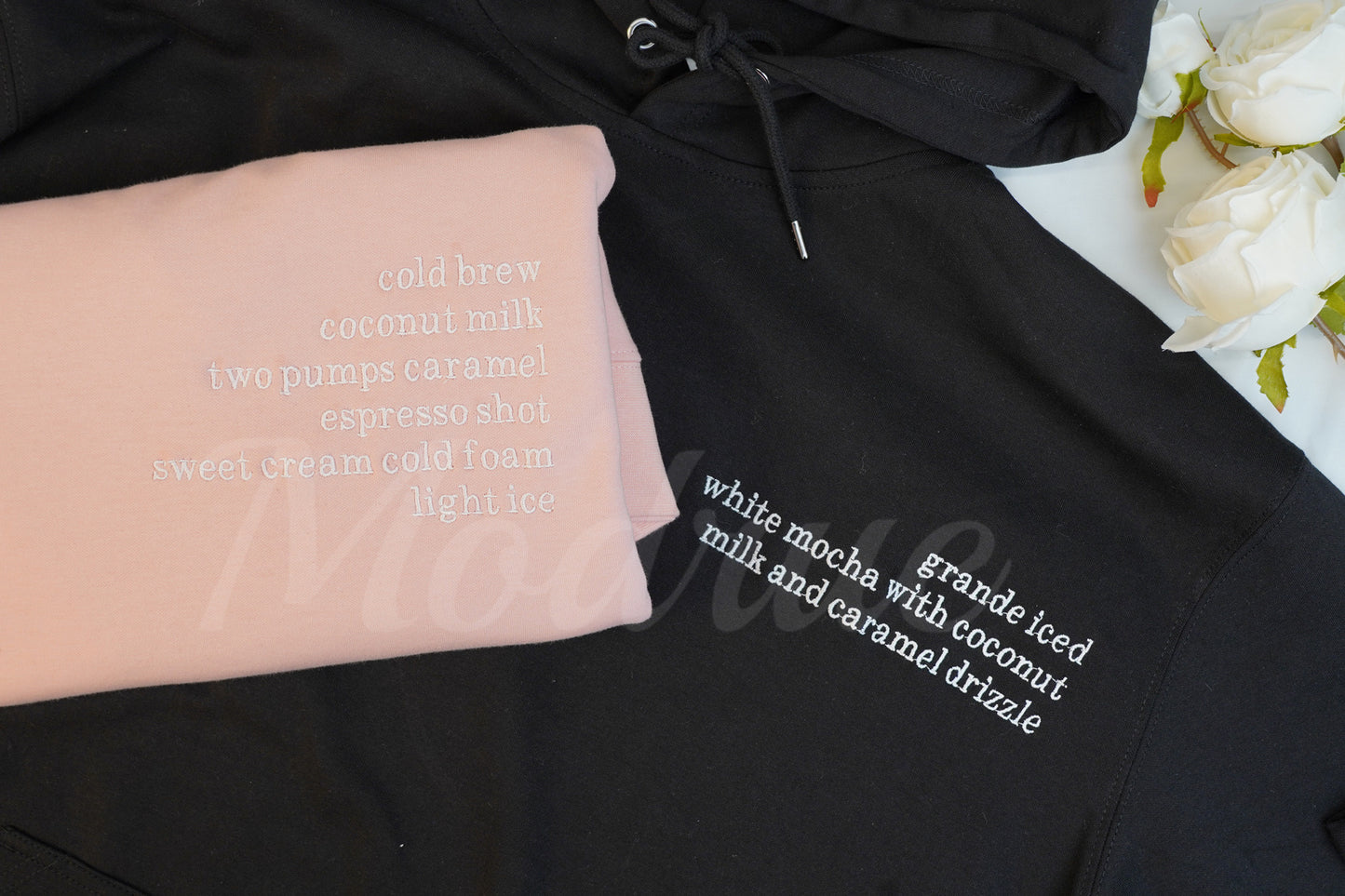 Custom Coffee Order Embroidered Sweatshirt Hoodie