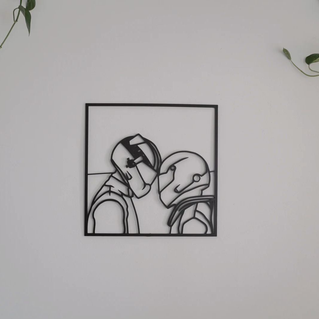 Enseigne en métal avec contour de portrait personnalisé