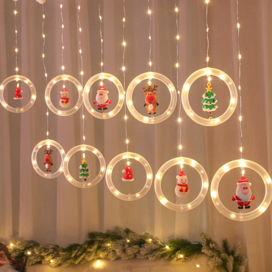 Christmas LED Santa Claus Snowman Tree Curtain String Light