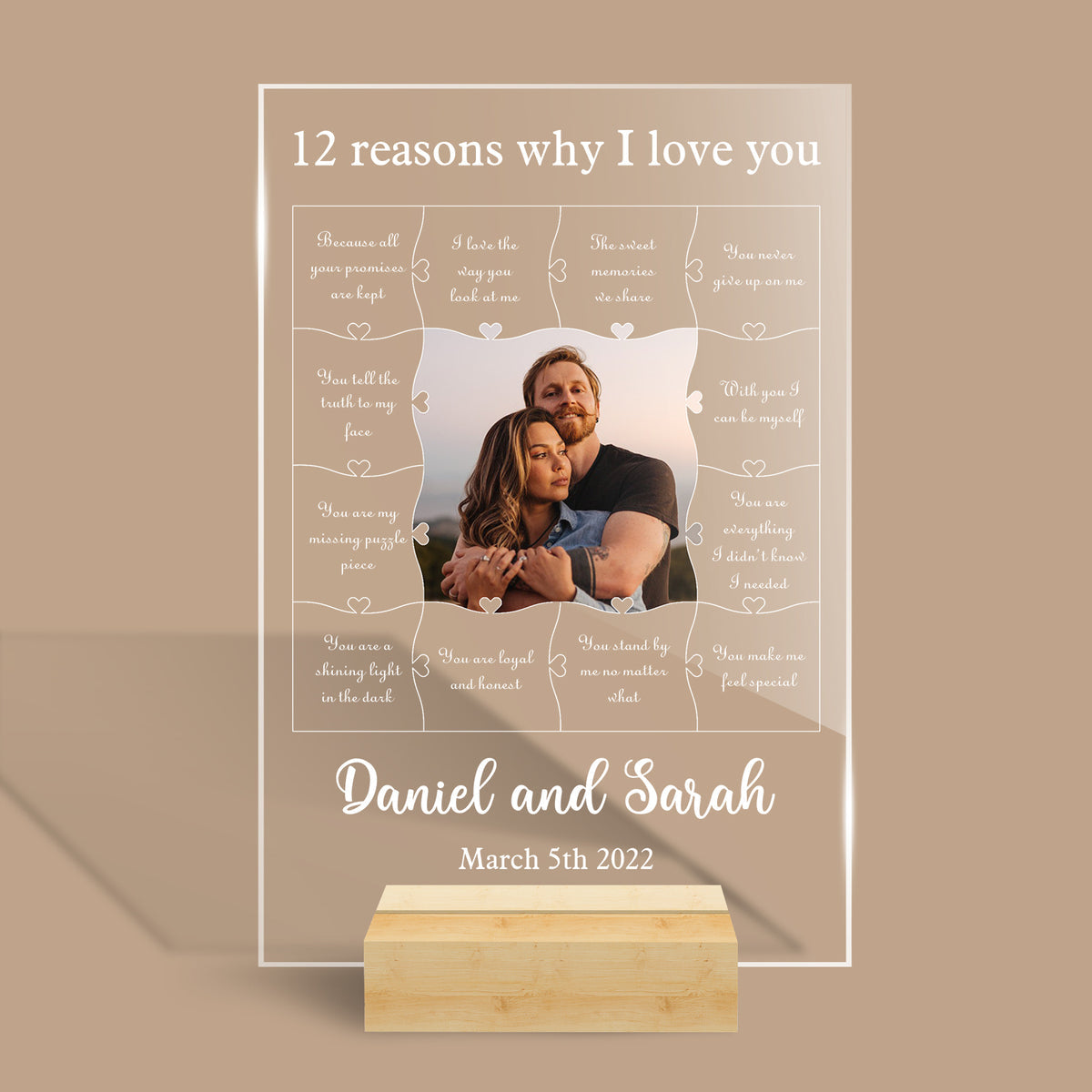 Personalized 12 Reasons Why I Love You Rectangular LED Lamp