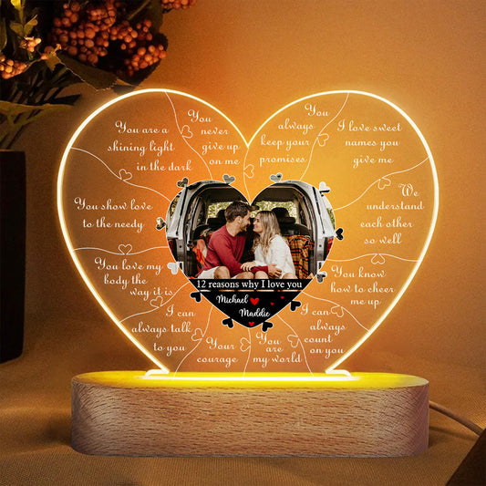 Personalisierte 12 Gründe, warum ich dich liebe LED-Lampe💕