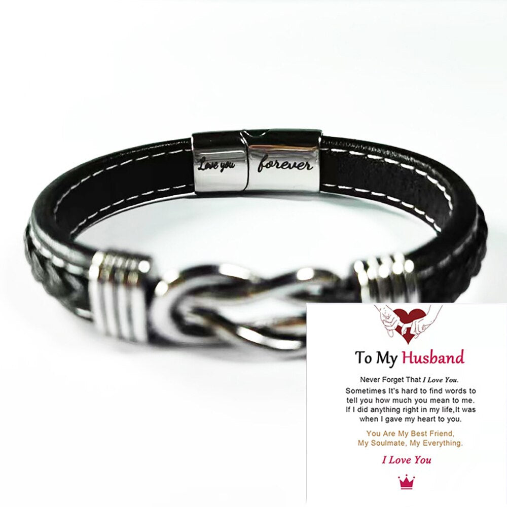 Custom Men's Leather Infinity Bracelets