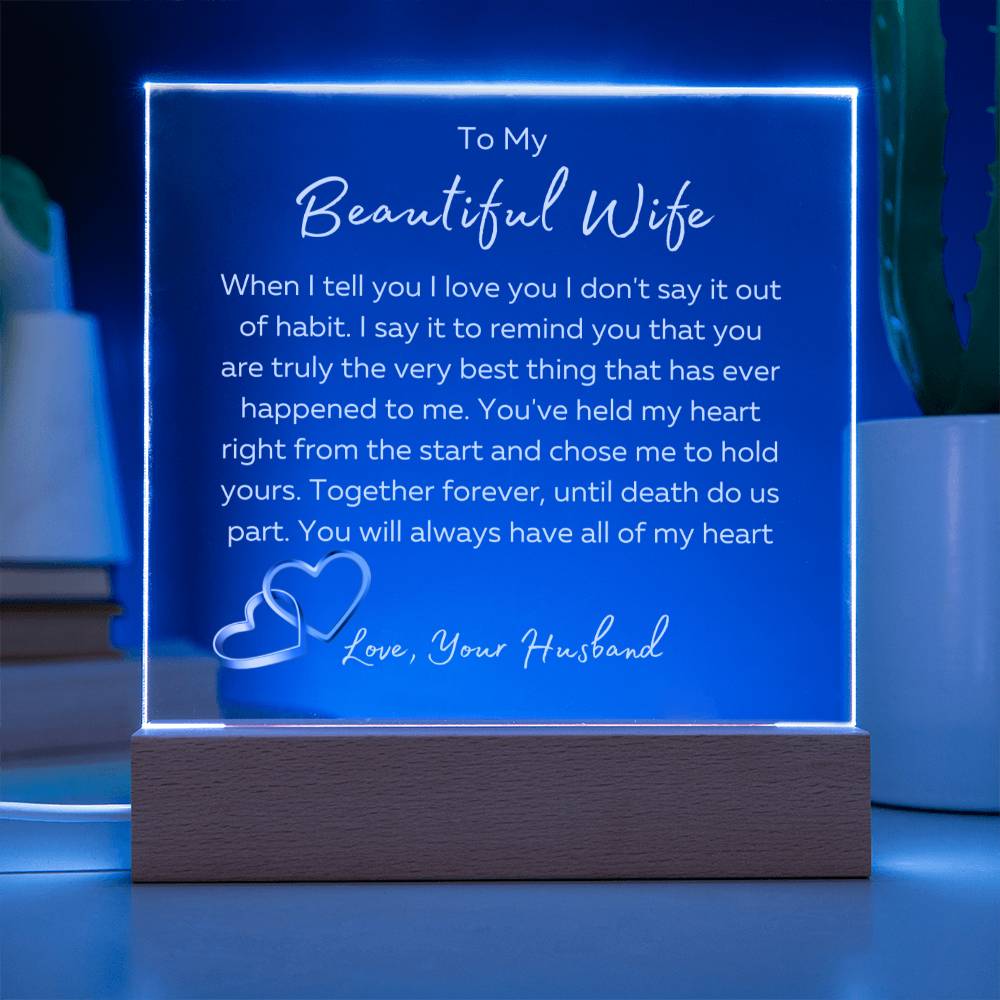To My Beautiful Wife LED Square Plaque